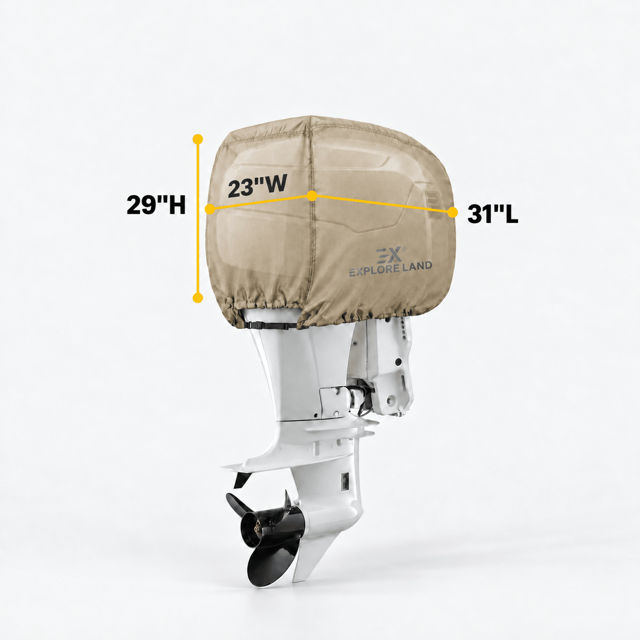Outboard Motor Cover Tan up to 25 HP - Explore Land