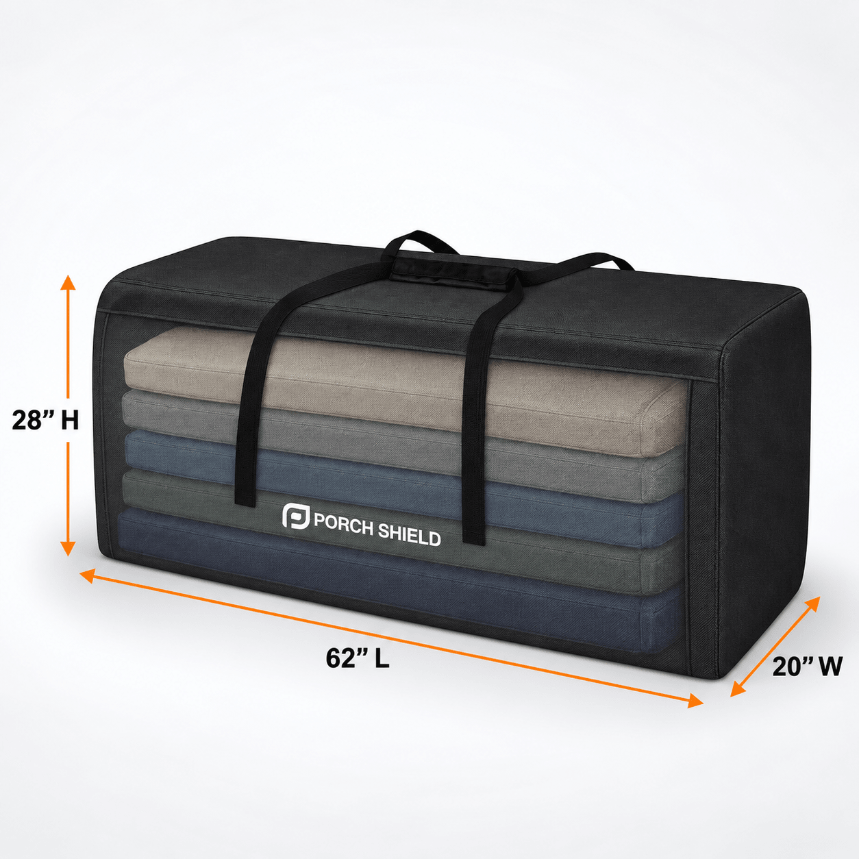 Patio Cushion Storage Bag Black 62"L x 20"W x 28"H - Explore Land