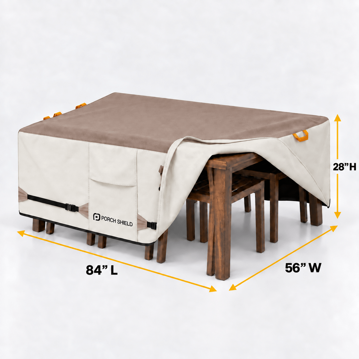 Patio Table Cover Light tan & Khaki 64"L x 64" W x 24"H - Explore Land