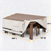 Patio Table Cover Light tan & Khaki 64"L x 64" W x 24"H - Explore Land