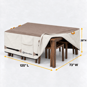 Patio Table Cover Light tan & Khaki 64"L x 64" W x 24"H - Explore Land