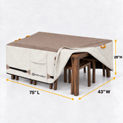Patio Table Cover Light tan & Khaki 64"L x 64" W x 24"H - Explore Land