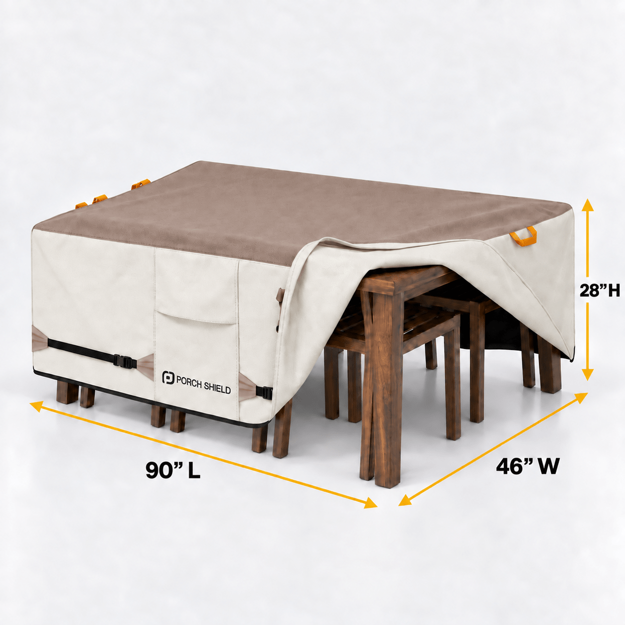 Patio Table Cover Light tan & Khaki 64"L x 64" W x 24"H - Explore Land