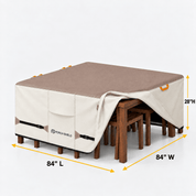 Patio Table Cover Light tan & Khaki 64"L x 64" W x 24"H - Explore Land