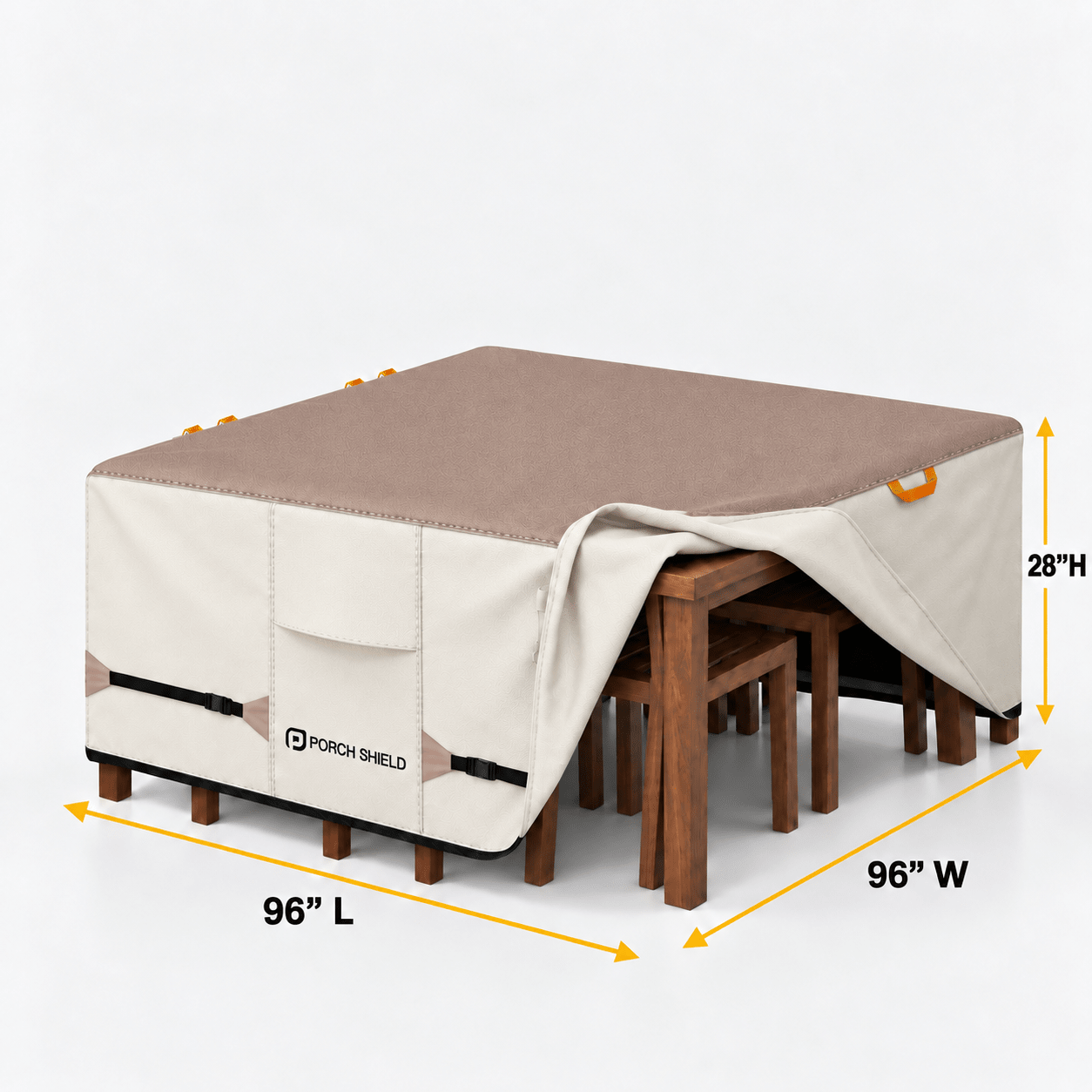 Patio Table Cover Light tan & Khaki 64"L x 64" W x 24"H - Explore Land