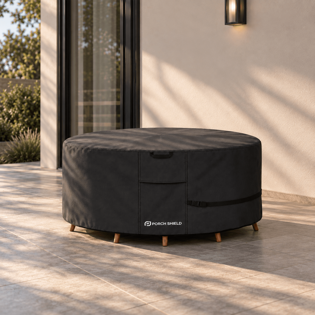 Round - Fire Pit Cover Black 44"D x 24"H - Explore Land