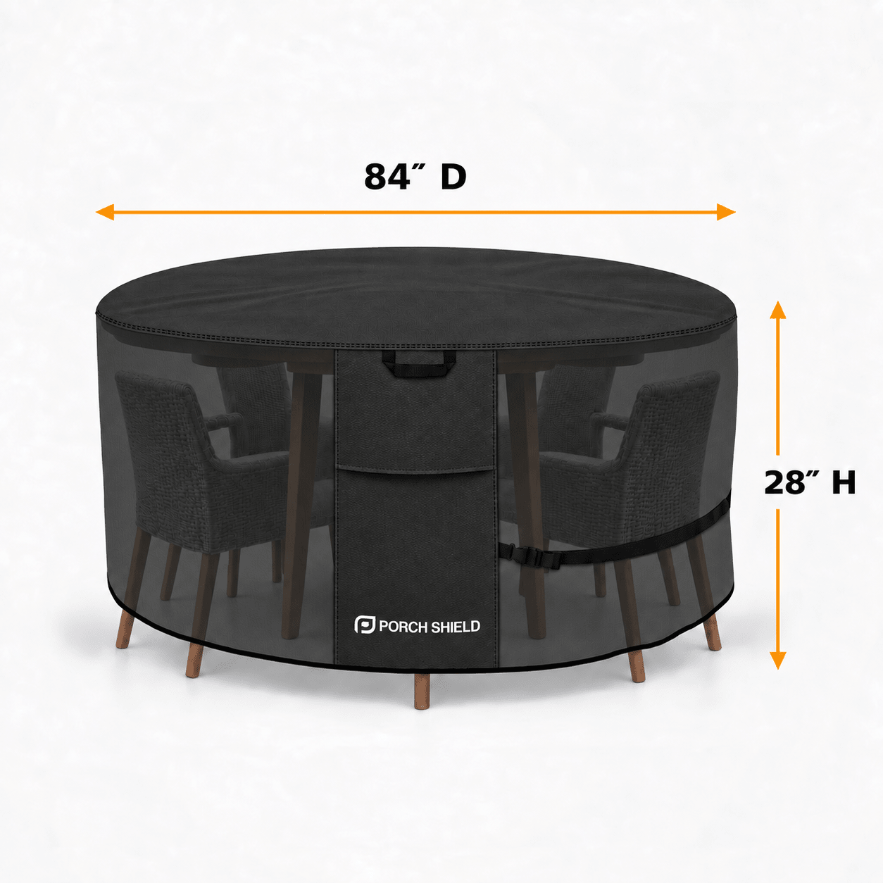 Round Patio Table Cover Black 96"D x 28"H - Explore Land
