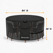 Round Patio Table Cover Black 96"D x 28"H - Explore Land
