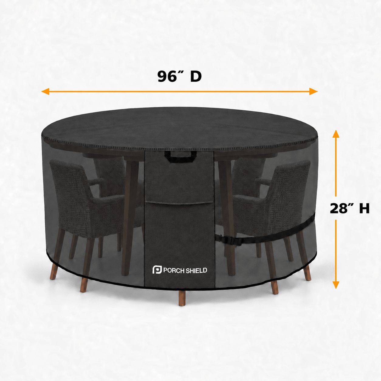 Round Patio Table Cover Black 96"D x 28"H - Explore Land