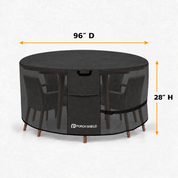 Round Patio Table Cover Black 96"D x 28"H - Explore Land