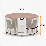 Round Patio Table Cover Light Tan & Khaki Round - 96”D x 28”H - Explore Land