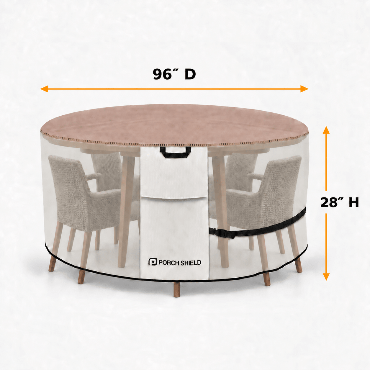 Round Patio Table Cover Light Tan & Khaki Round - 96”D x 28”H - Explore Land
