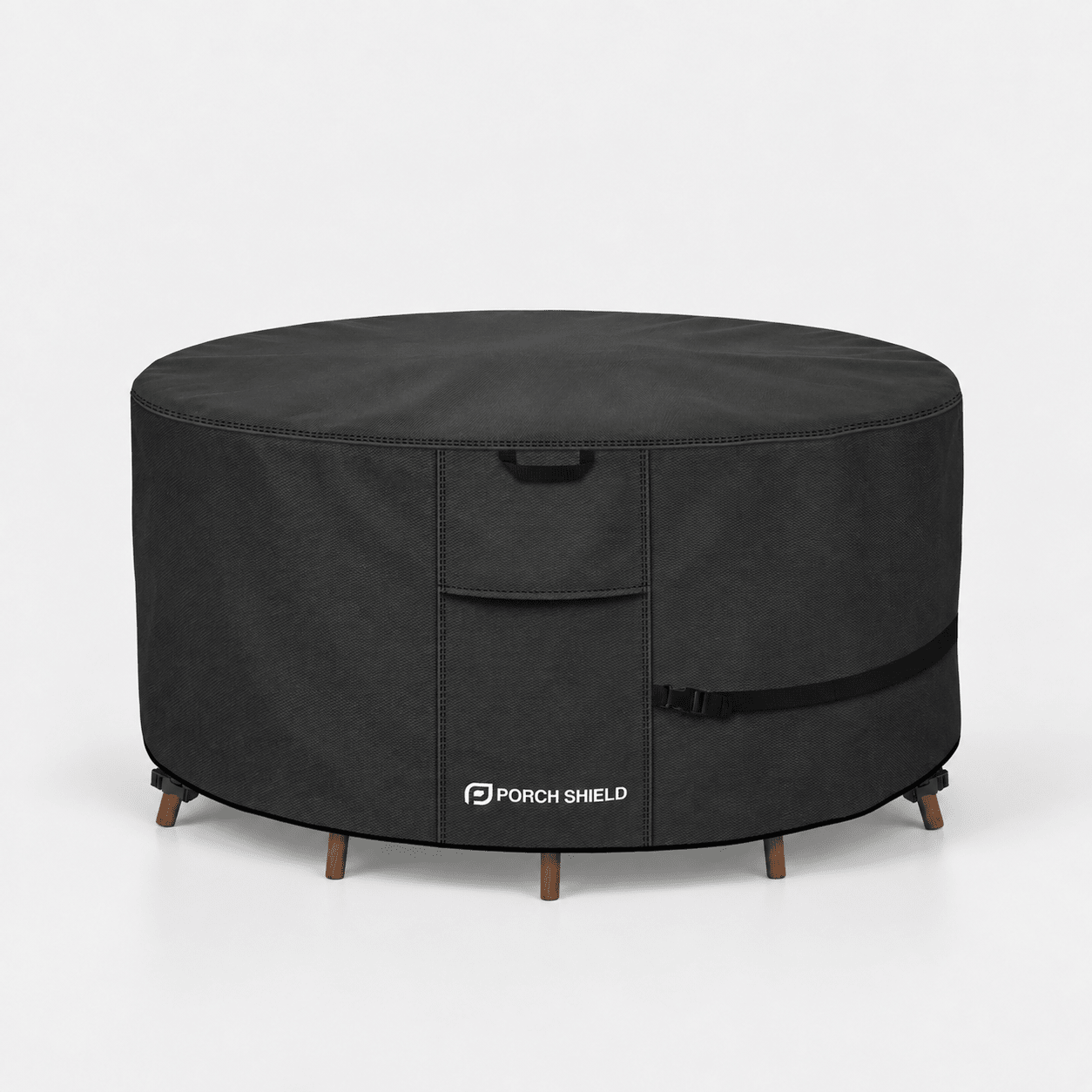 Round Patio Table Cover Round - 96”D x 28”H Black - Explore Land