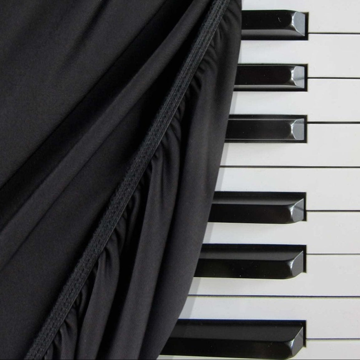 Stretch Piano Keyboard Dust Cover 61 Keys Black - Explore Land