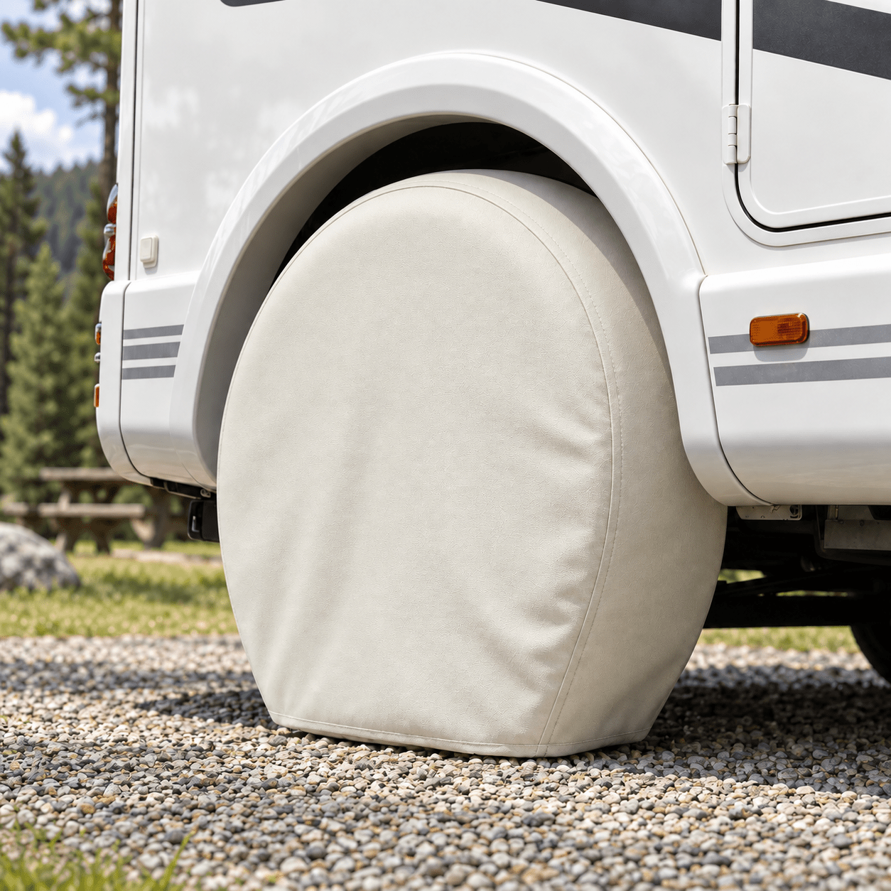Tire Cover Set White 23"-25.75" Diameter / S - Explore Land