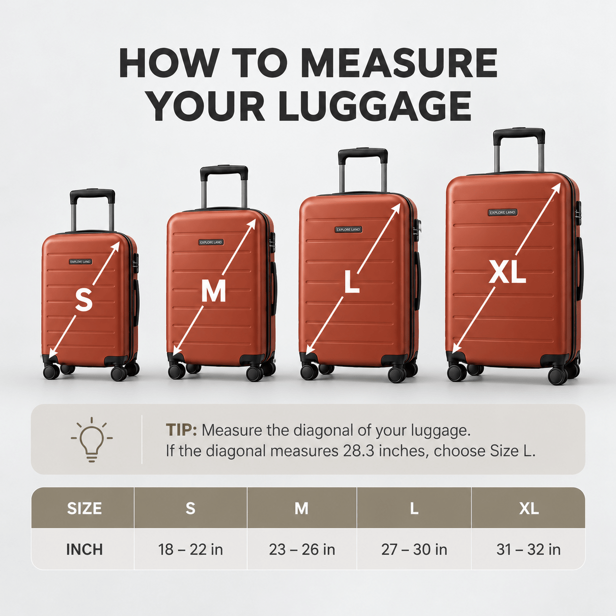 Travel Luggage Cover Stamp S(18"-22"luggage) - Explore Land