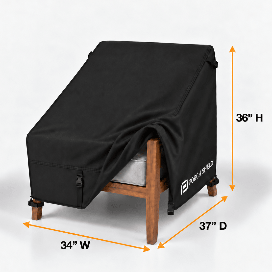Waterproof Patio Chair Cover Black 34"W x 37"D x 36"H - Explore Land