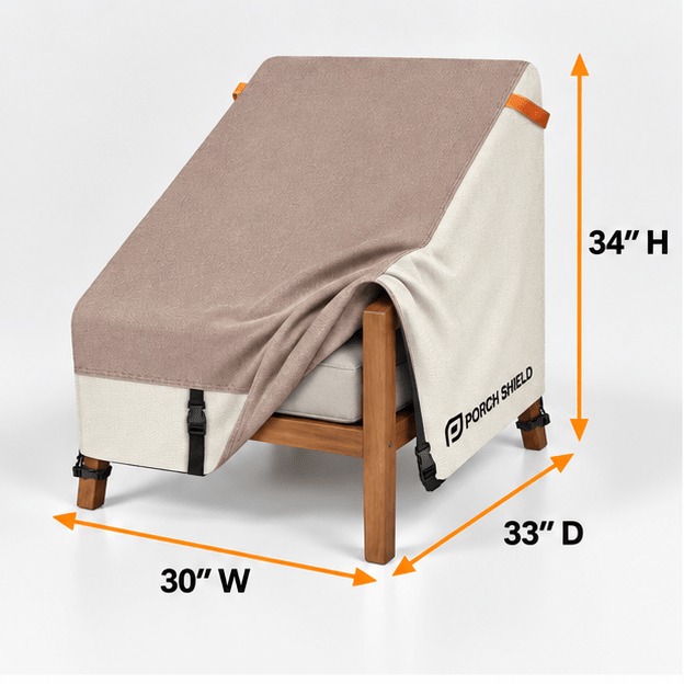 Waterproof Patio Chair Cover Light Tan & Khaki 340"W x 33"D x 34"H - Explore Land