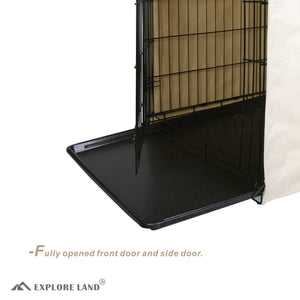 Explore Land Dog Crate Cover Durable - Polyester Pet Kennel Cover Universal Fit for 24-48 inches Wire Dog Crate