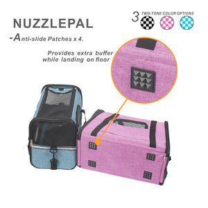 NUZZLEPAL Airline Approve Pet Carrier Foldable Soft Side Travel Dog & Cat Bag with Removable Fleece Mat